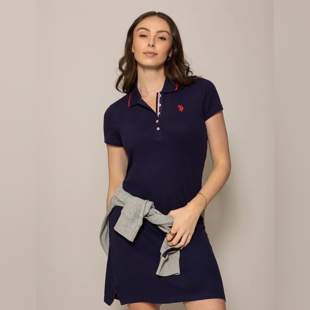 U.S. POLO ASSN. USPA Tipped Polo Navy Knit Dress Women’s Size XL
